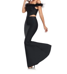 Gwisg corfflon pluen ddu