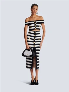 Chic i ffwrdd - ysgwydd streipiog dau - set darn